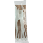 World Centric AS-PS-TN TPLA Bio Heavy Weight Cutlery Set (Fork, Knife, Spoon, Napkin), 250/CS
