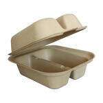 World Centric TO-SC-T2, 8x5-inch Beige Fiber 2-Compartment Containers, 300/CS