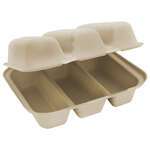 World Centric TO-SC-T3, 8x7x3-Inch 3-Compartment Fiber Hinged Taco Box, 300/CS (Discontinued)