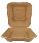 World Centric TO-SC-U85-3, 8x8.5x3-Inch Fiber Hinged Container, 300/CS, ASTM D6400, BPI, USDA