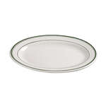 Yanco GB-12 10.375x7.5-Inch Porcelain Green Band Platter, 24/CS