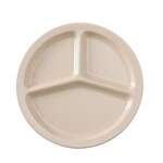 Yanco NS-702T 10-Inch Nessico Melamine Deep Round Tan 3-Compartment Plate, 24/CS