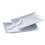 Yanco OK-209 8.75x5.5-Inch Osaka Melamine Rectangular White Divided Plate, 24/CS