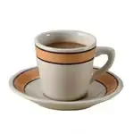 Yanco PR-1Y 7 Oz 3.375-Inch Porto Rico Porcelain Round Tall White Cup w\Yellow Rim, 36/CS