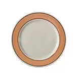 Yanco PR-7Y 7.125-Inch Porto Rico Porcelain Round White Plate w\Yellow Rim, 36/CS