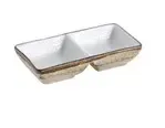 Yanco RO-4031 Rockeye Porcelain Rectangular White Double Divided Sauce Dish, 36/CS